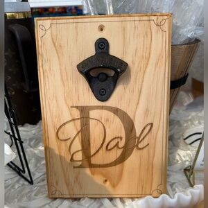 Dad Wall-Mounted Bottle Opener in Natural Wood